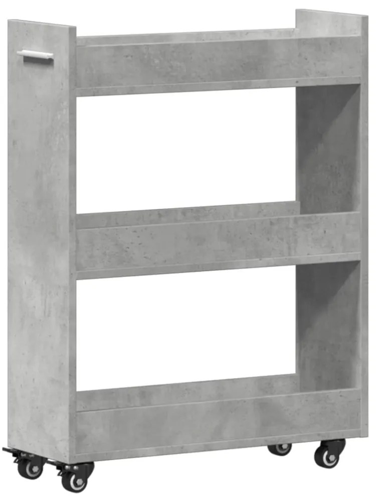 betonszürke szerelt fa szekrény kerekekkel 60 x 22 x 79 cm