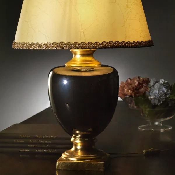 ONLI - Asztali lámpa MOZART 1xE27/22W/230V fekete/arany 67 cm