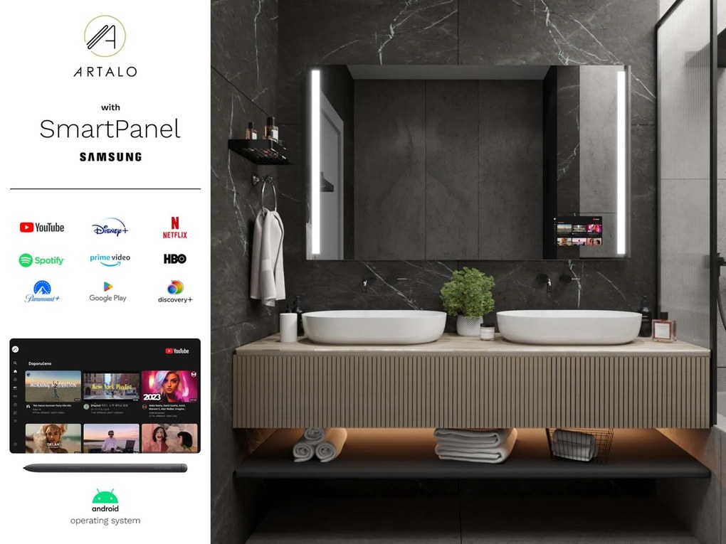 SMART tükör LED világítással M4 prémium + Samsung SmartPanel