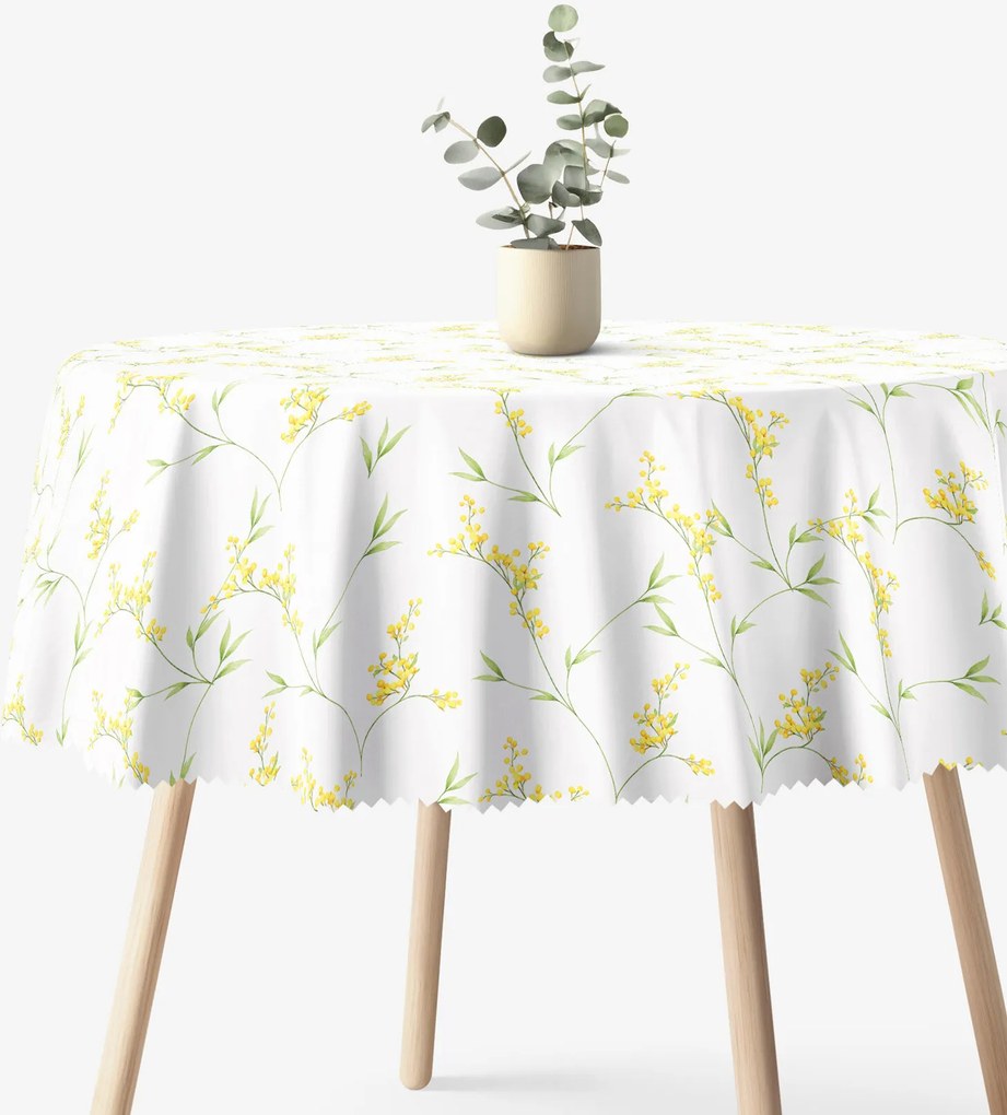 Goldea kör alakú teflonos terítő - mimózavirágok Ø 120 cm