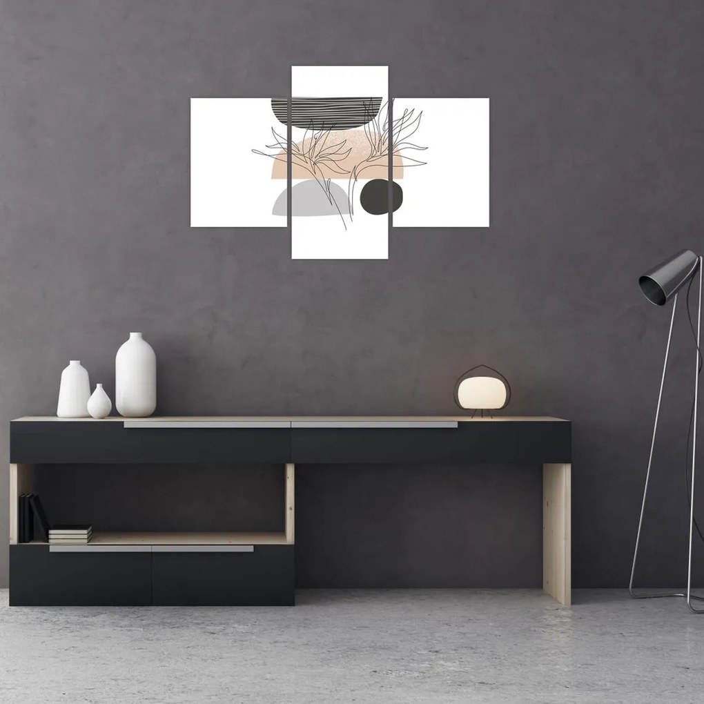 Kép - Vonal művészet virágok N⁰2 (90x60 cm)