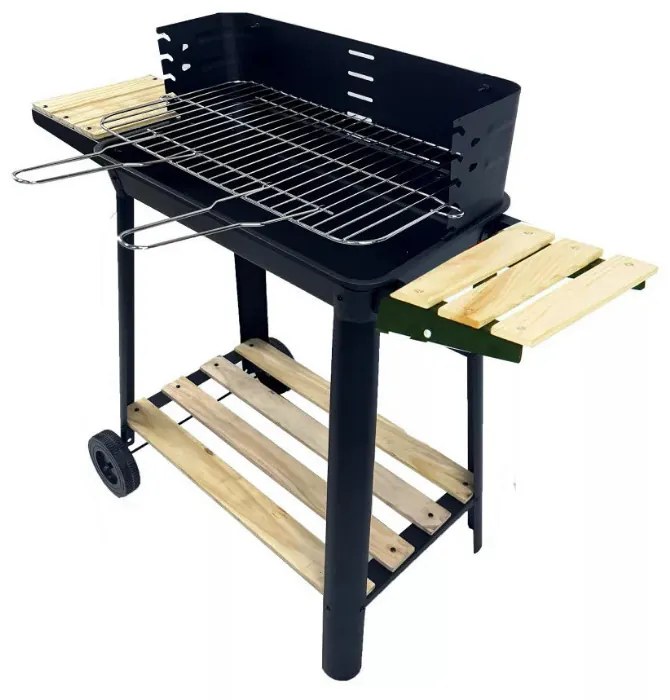 Téglalap alakú görgős faszenes grill