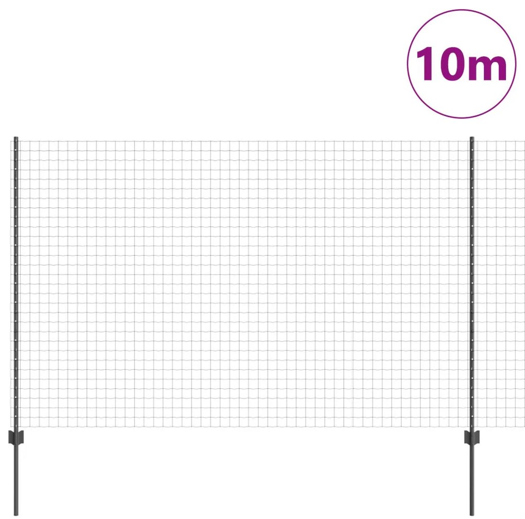 Kertkerítés Készlet 2 db Szürke Porszórt acél 10 x 1,5 m