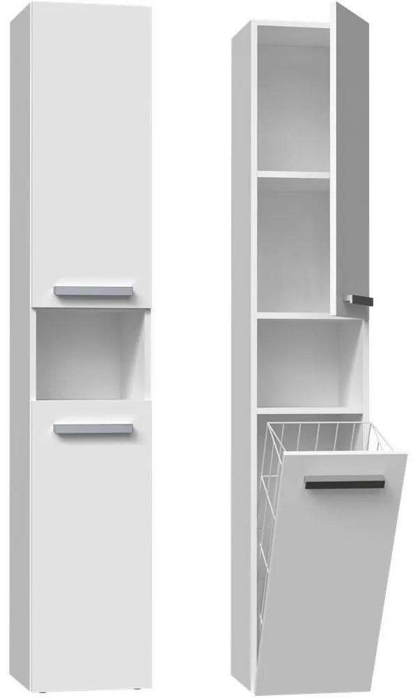 Aldabra Nel III fürdőszoba szekrény, 31x174x30 cm, fehér