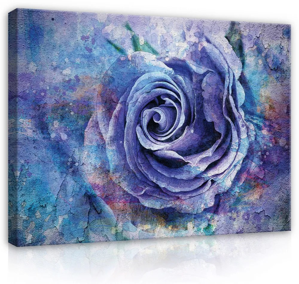 Vászonkép, Rózsa kékben, 80x60 cm méretben
