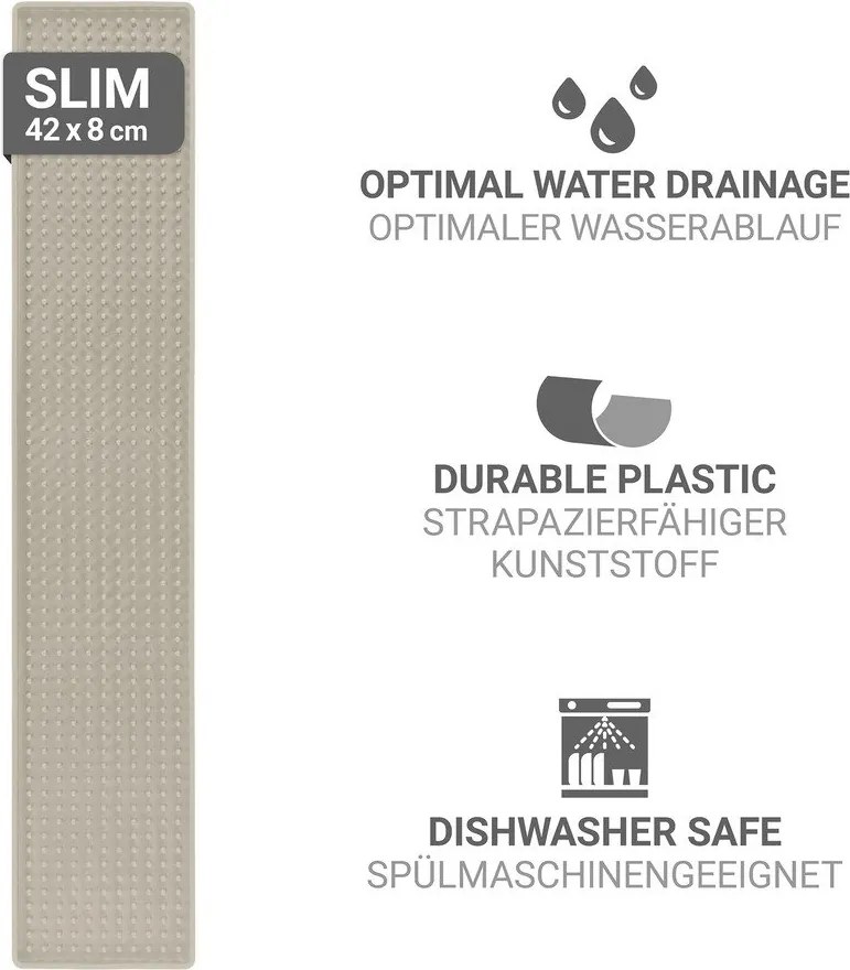 Bézs műanyag edénycsepegtető alátét 42x8 cm Slim – Wenko
