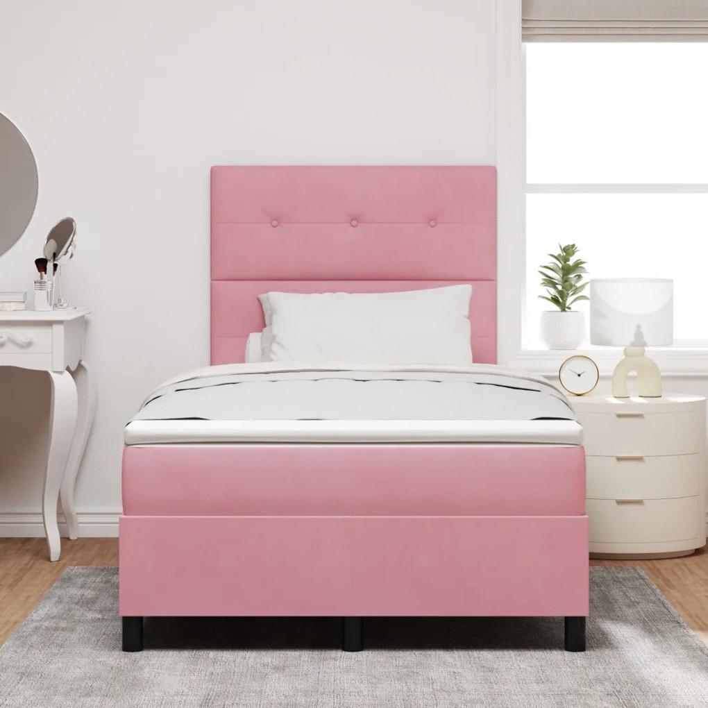 Boxspring ágy matraccal Rózsaszín 120x200 cm Bársonyos