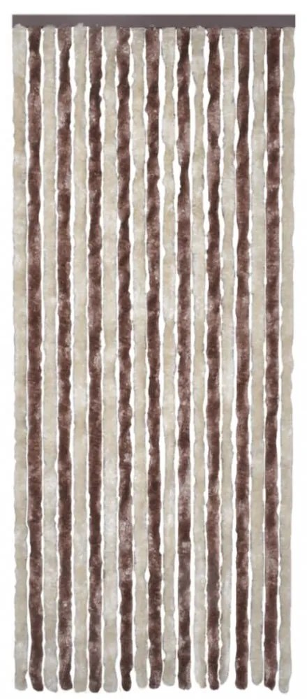 bézs és világosbarna zsenília rovarfüggöny 90 x 220 cm