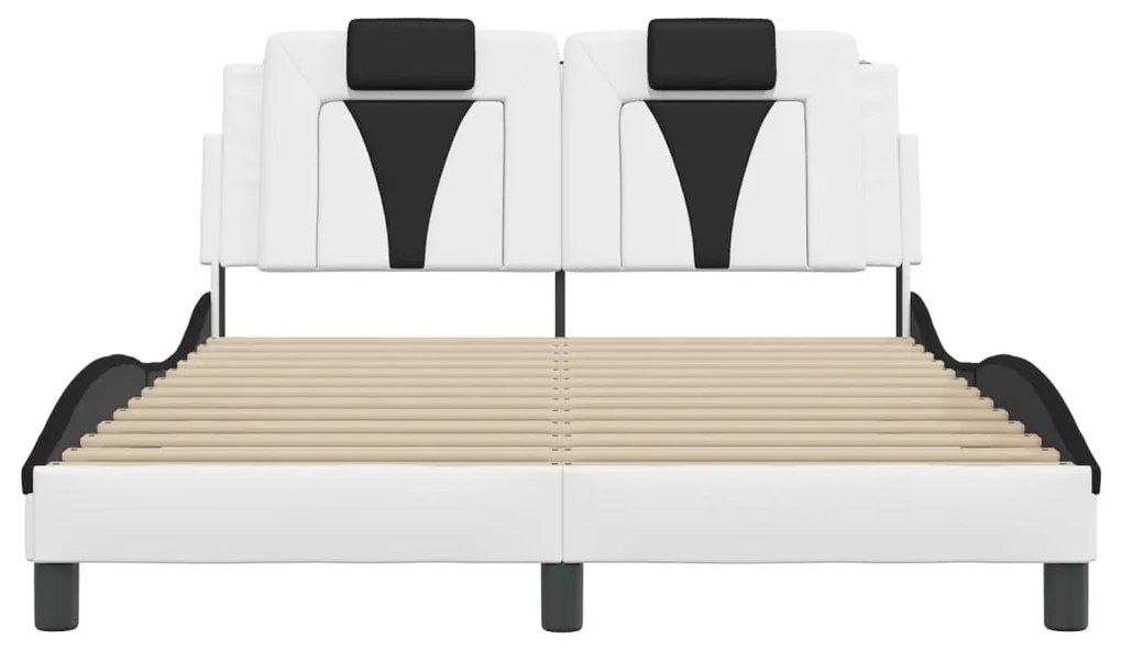 fehér és fekete ágykeret Viana LED-ekkel matrac nélkül 140 x 190 cm