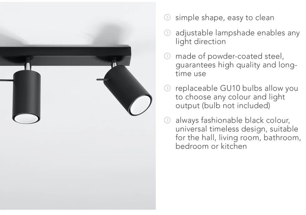 Etna fekete mennyezeti lámpa - Sollux