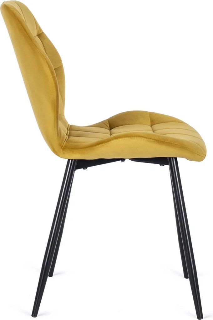 Szék mustársárga színben, bársony kárpittal. LUCKY