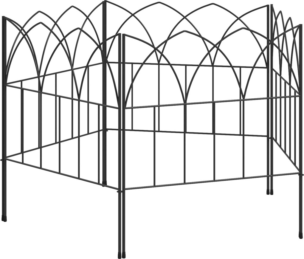 Outsunny Kerti Kerítések 205x45,5 cm 5 db-os Dekoratív Fém Kerti Kerítés Szabad Kombináció Állat Barrierd a Teraszra, Patiokra és Kertjeinkbe | Aosom