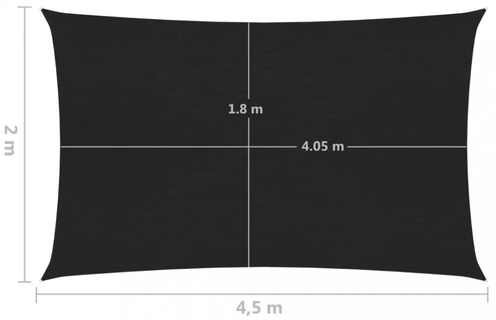 fekete HDPE napvitorla 160 g/m² 2 x 4,5 m