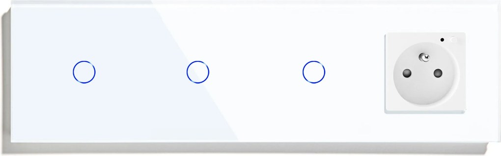 Intelligens Érintőkapcsoló 1+1+1 Aljzat Üveg Kapcsoló Wifi Tuya