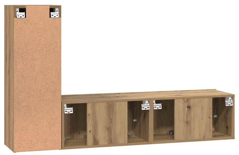 TV szekrény garnitúra 3 pcs kézműves tölgy 60 x 30 x 30 cm