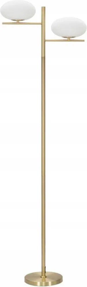 Állólámpa Magas Arany Fém 2 Fehér Lámpabúra 180cm