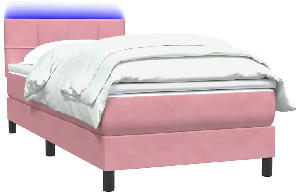Box Spring ágy matraccal rózsaszín 100x220 cm bársony