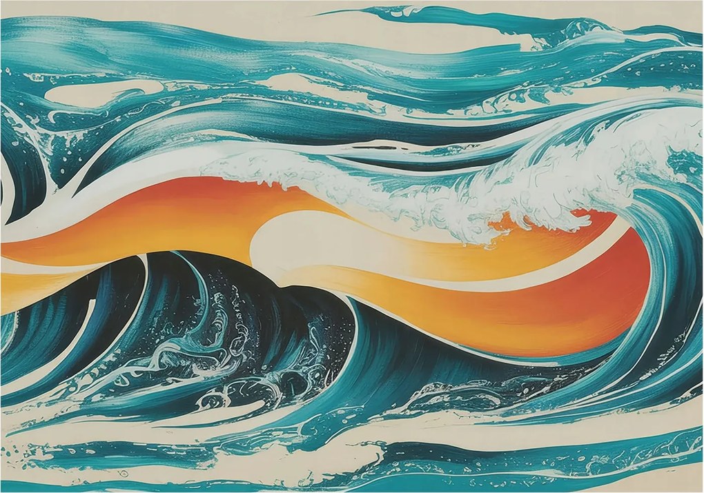 Fali fotótapéta előszoba konyhába Absztrakt hullámok 208x146 Ragasztó