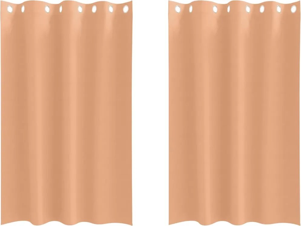 vidaXL Fekete Függöny Gyűrűkkel 2 pcs Világos Barna 175 x 140 cm