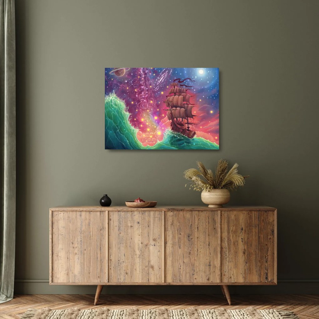 Kép - Hajó űr égbolttal (üvegen) (70x50 cm)