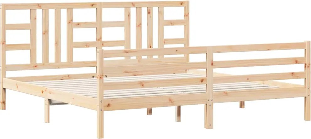 vidaXL tömör fa ágykeret fejtámlával 200 x 200 cm