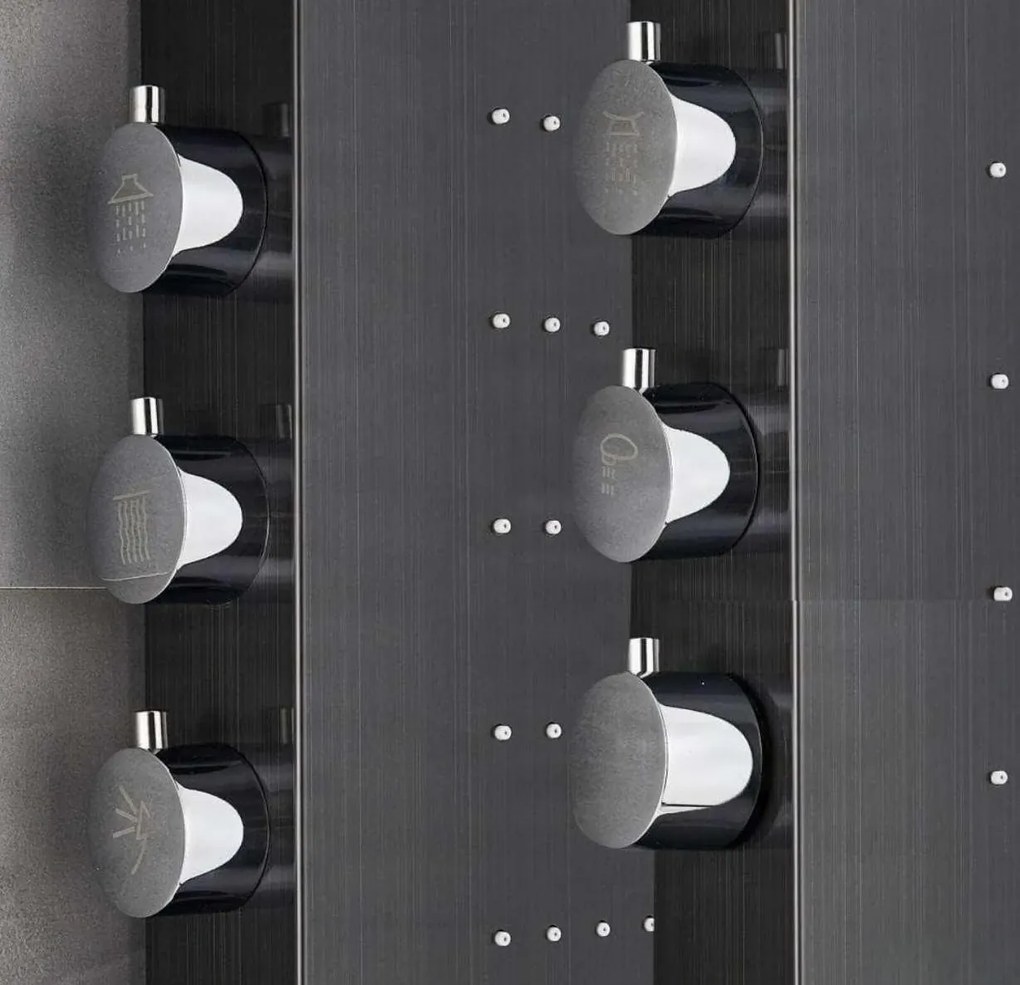 Zuhanyrendszer EYN BSP2040 LED-kijelzővel, vízesés kifolyóval, többféle színváltozatban — Fekete