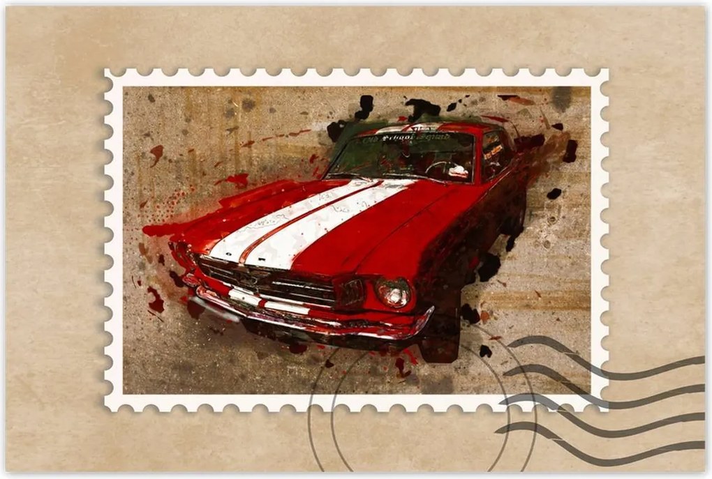 Poszter 90x60 Piros Ford Mustang Usa