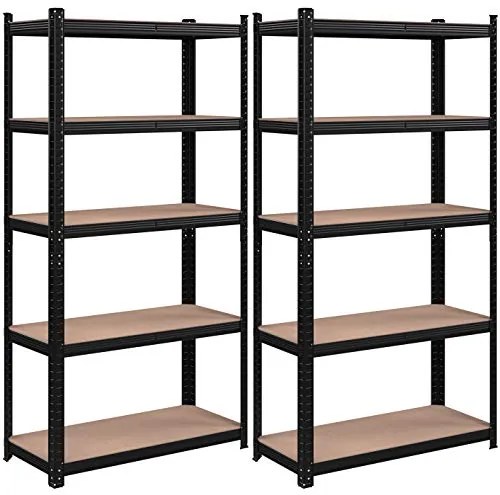 Nagy teherbírású fém polcos 2 db-os készlet, 40x90x180 cm, fekete