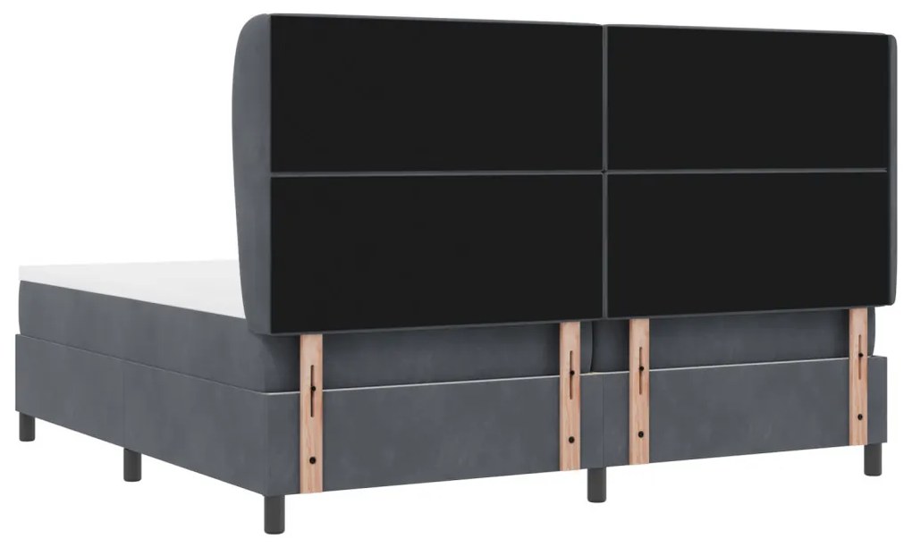 Box Spring Ágy Matraccal, Sötétszürke, 200x200 cm, Bársony