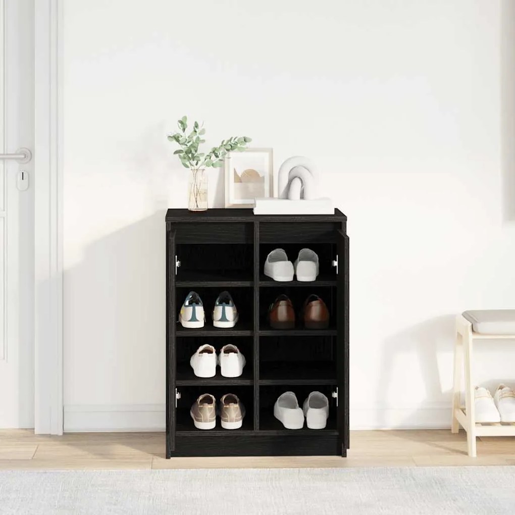 fekete tölgy szerelt fa cipősszekrény 57x34x76 cm