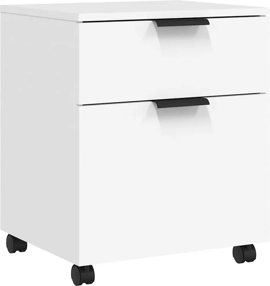 vidaXL fehér szerelt fa mobil iratszekrény kerekekkel 45 x 38 x 45 cm