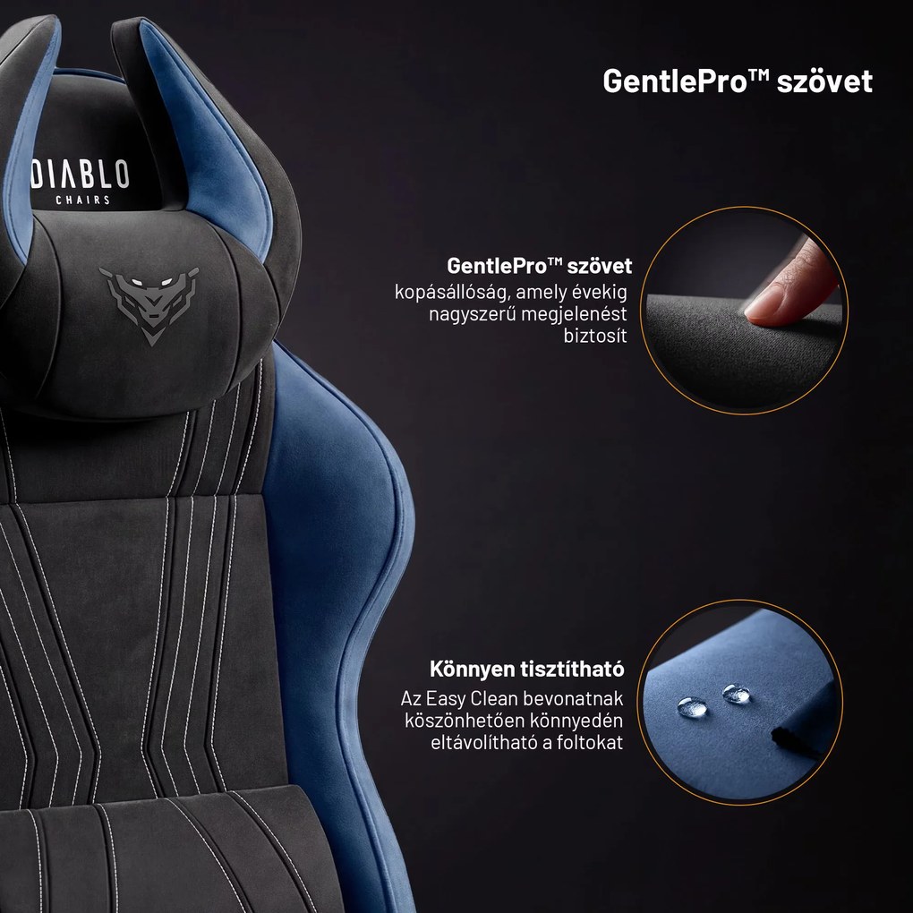 Gamer szék szövet Normal Size, fekete-kék: Diablo X-Horn 2.0 Night Blue