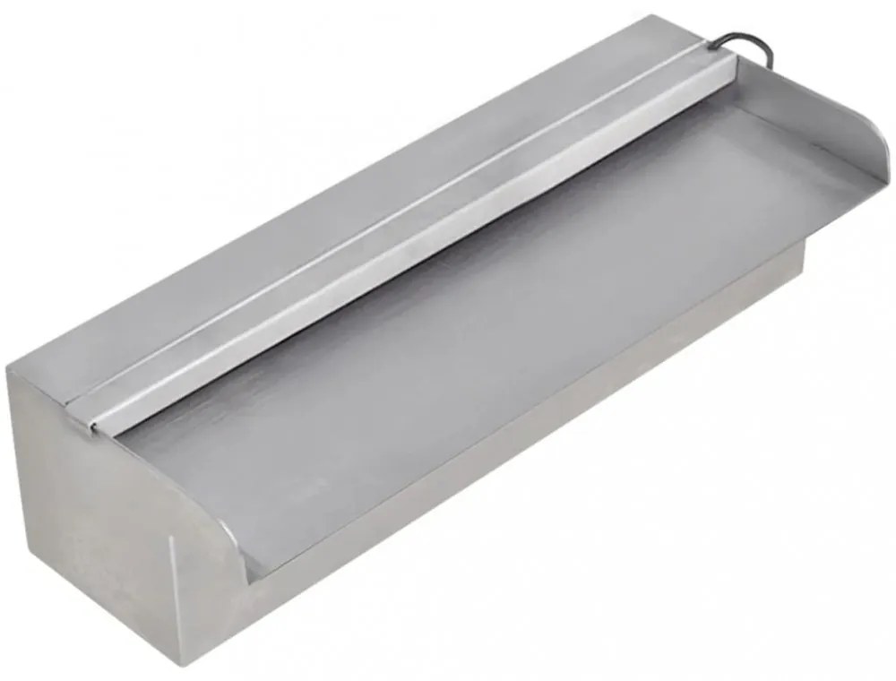 Négyszögletes rozsdamentes acél medence szökőkút LED fényekkel 30 cm