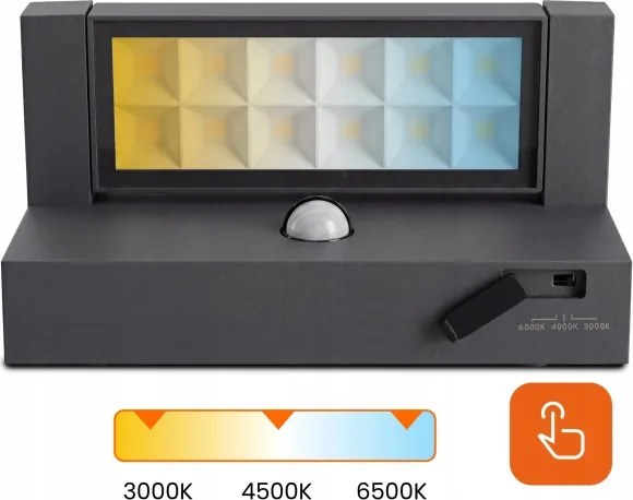 LED kültéri fali lámpa érzékelővel LED/25W/230V IP54 fekete