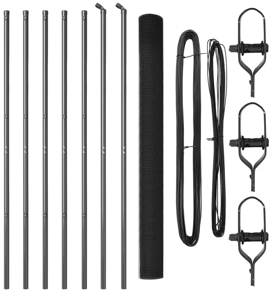 Hegesztett Drótkerítés 7 Poszttal Szürke 1.6x10 m Acél