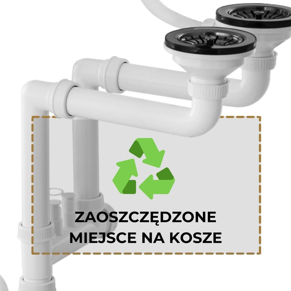 Mosogató minőség, 2-kamrás kézi szifon gránit mosogatókhoz, grafit, SKQ-1M22BK