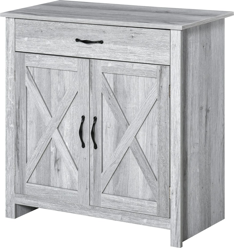 HOMCOM Konyhai Oldalszekrény Büfé Nappalihoz 1 Fiókkal és 2 Ajtóval, Állítható Belső Polccal, Dekoratív Kiegészítő Bútor Étkezőhöz, 80x39.7x80 cm, Szü