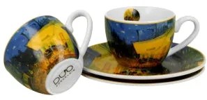 Porcelán eszpresszó kávés csésze + alj 110 ml 2 személyes van Gogh Kávéház éjjel