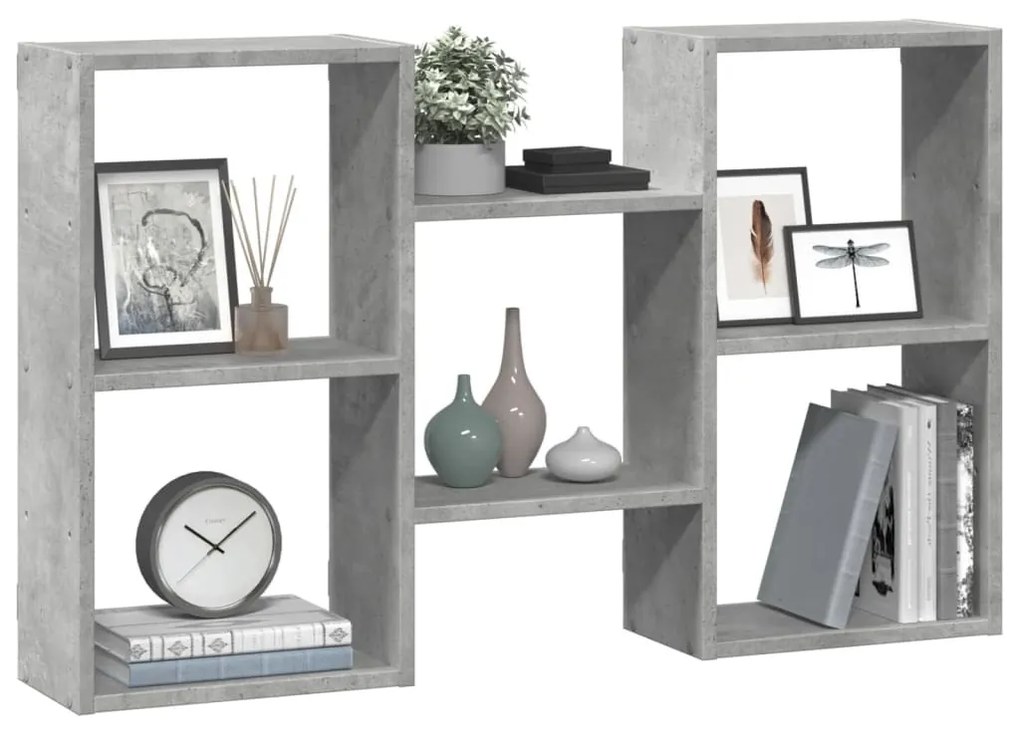 betonszürke szerelt fa fali polc 96 x 18 x 60 cm