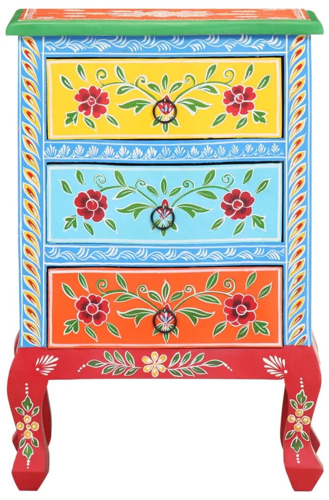 Kézzel festett tömör mangófa éjjeliszekrény 40 x 30 x 60 cm
