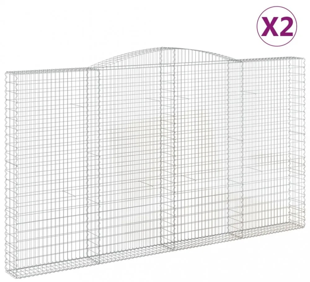 vidaXL 2 db íves horganyzott vas gabion kosár 400x30x220/240 cm