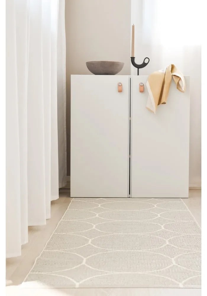 Krémszínű kültéri-beltéri futószőnyeg 70x300 cm Boo Linen – Pappelina