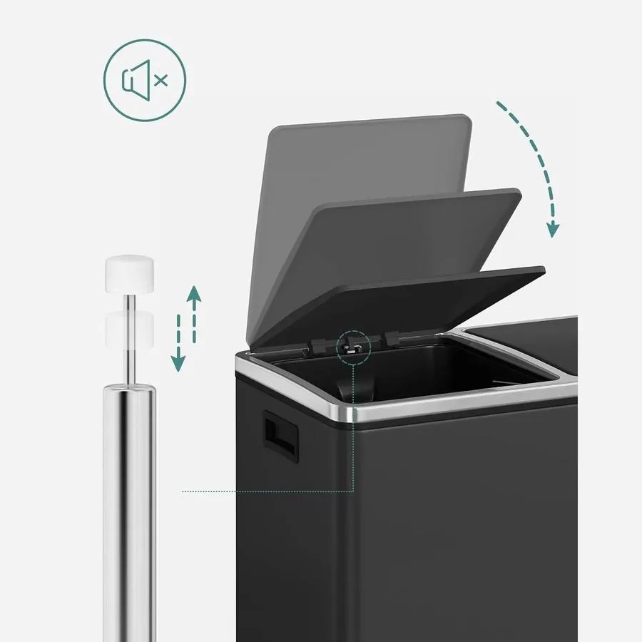 Dupla szemetes, 2 x 24 literes, 2 rekesszel, fekete