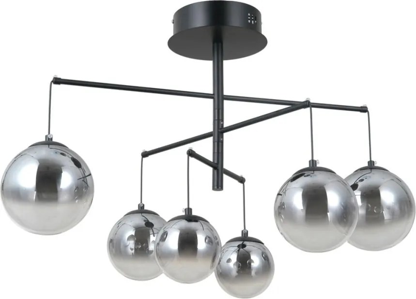 ITALUX PND-34381-6-BK VELADA Többágú Függesztett Lámpa Matt Fekete, Szürke LED IP20