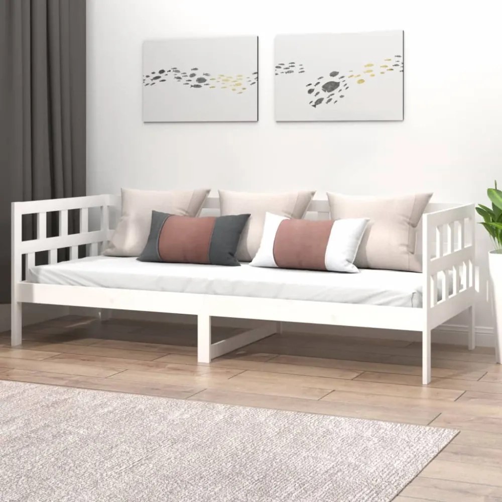 fehér tömör fenyőfa kanapéágy 80x200 cm