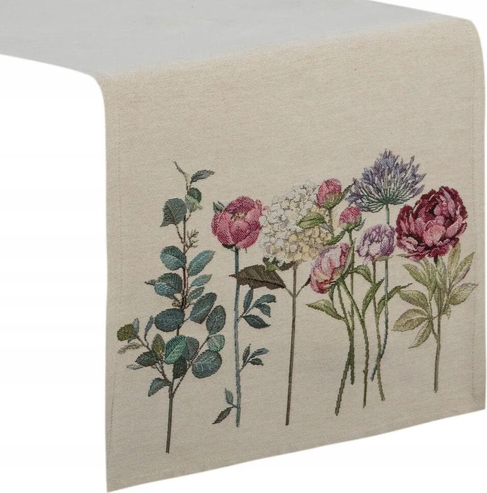 Asztalterítő gobelin 1242/NAT 40x100 cm virágok retro népi dekoráció