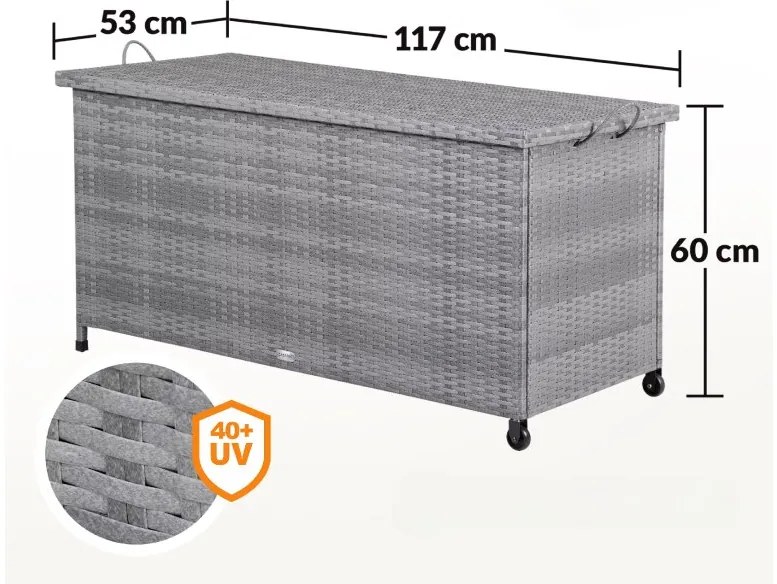 Deuba Tárolódoboz kerekekkel 370 l - szürke