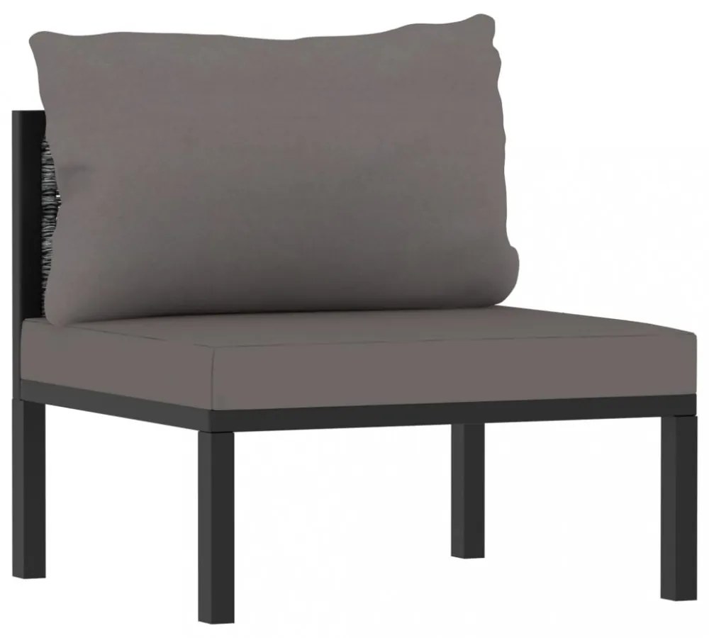 8 részes antracitszürke kerti polyrattan ülőgarnitúra párnákkal