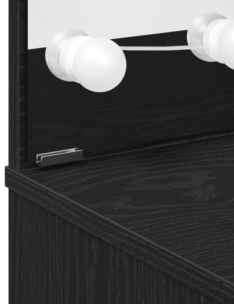 LED öltözködő asztal fekete tölgyből - 71x40x141 cm, mérnöki fából