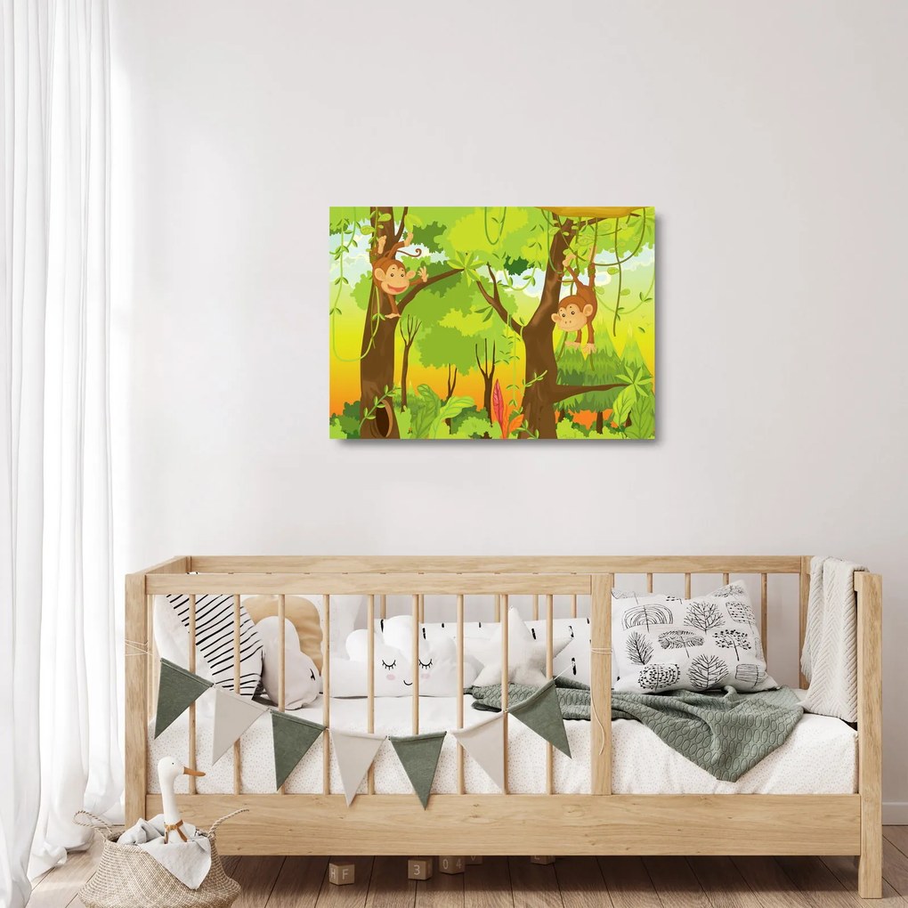 Kép - majmok (üvegen) (70x50 cm)